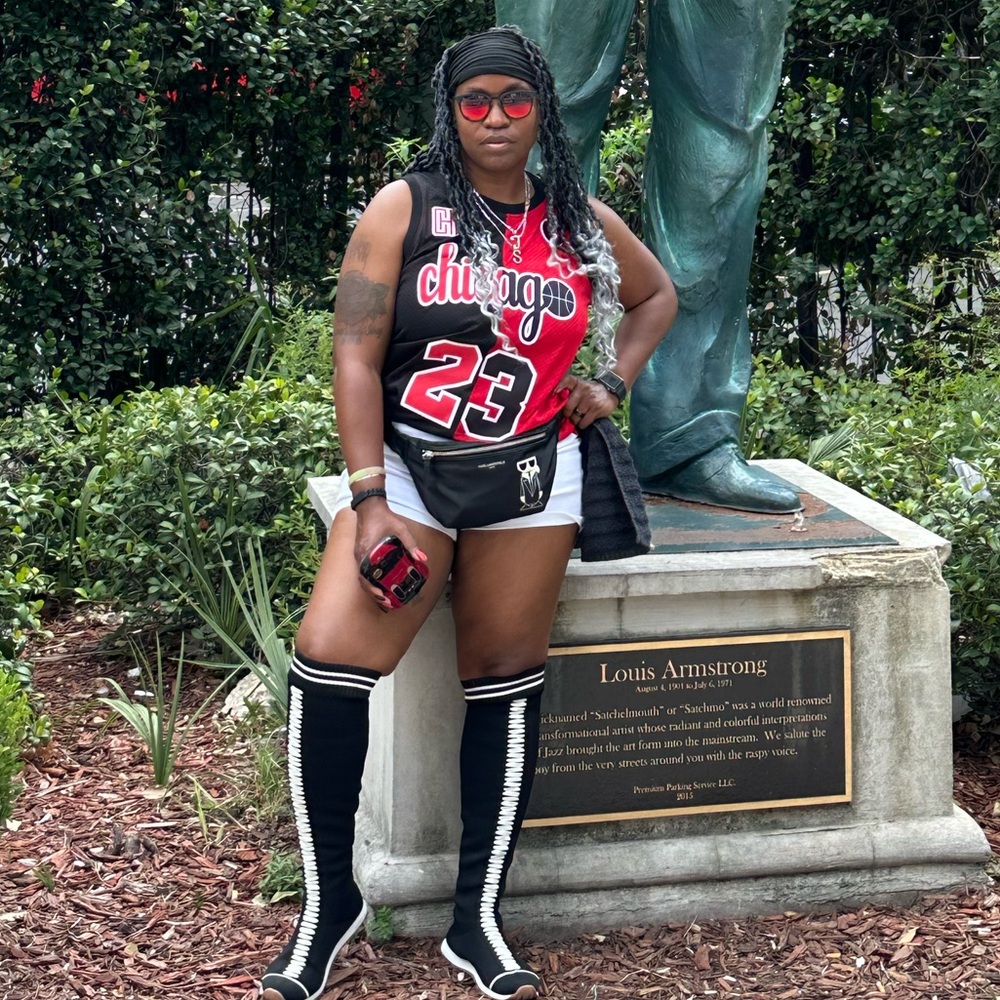 “Chicago #23” Split Red & Black Jersey- Size Medium